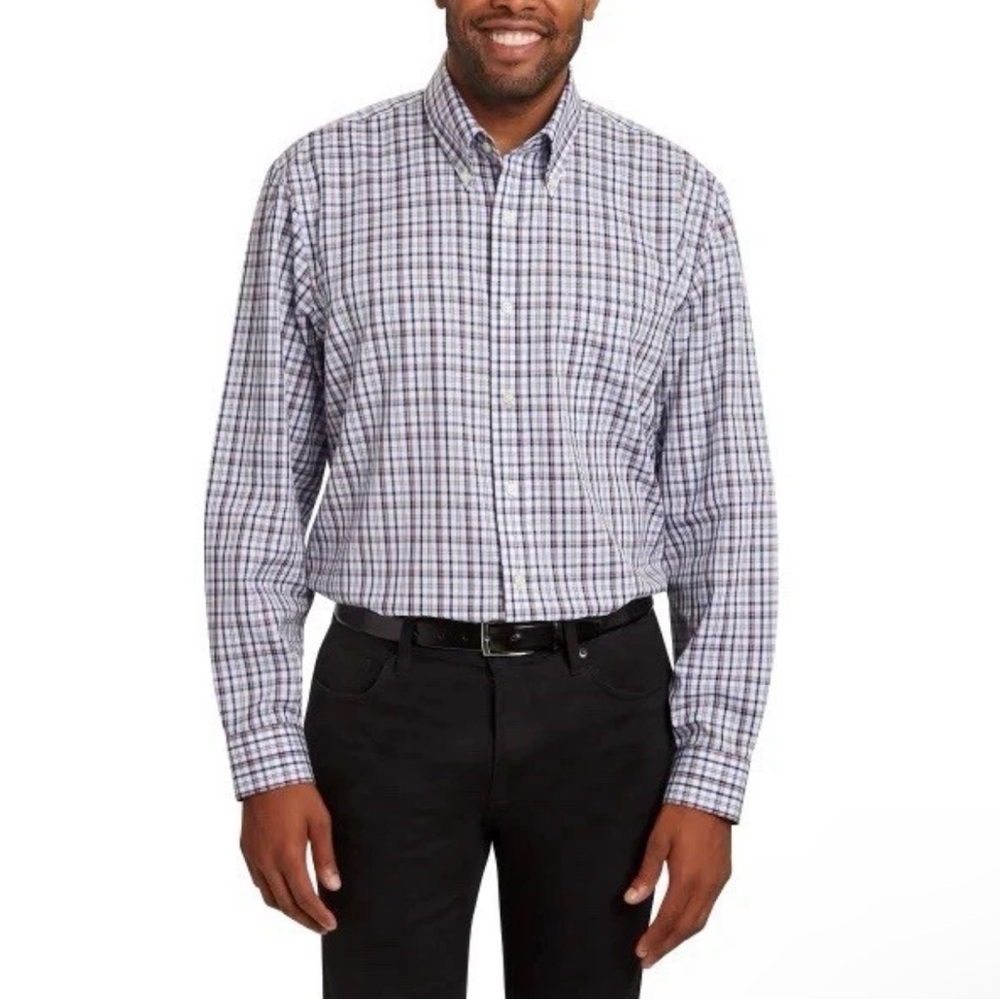 Kirkland Signature Men's Traditional Fit Non-Iron Dress Shirt Brown 15.5 x 32/33